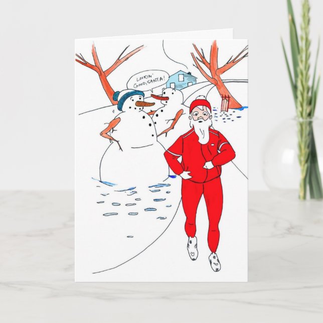 Tarjeta Festiva Skinny Santa Navidades Card para Runner (Anverso)