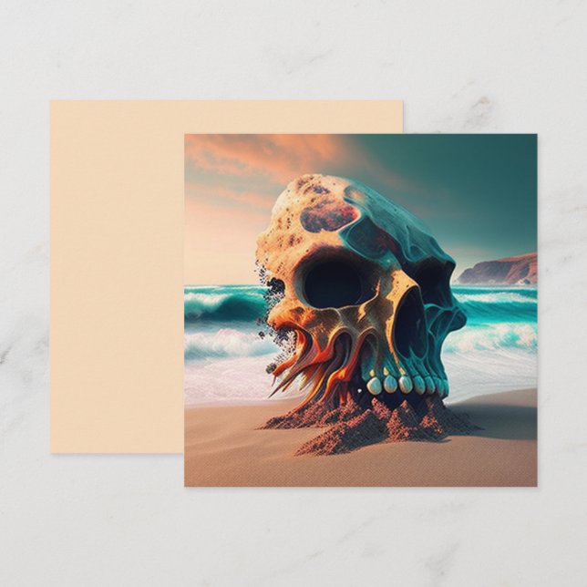 Tarjeta Festiva Skull on the Beach (Anverso / Reverso)