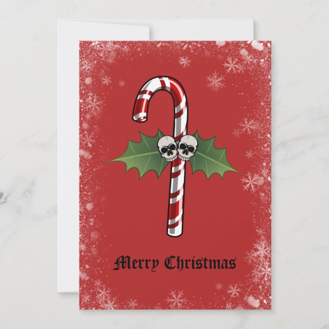 Tarjeta Festiva Skulls Merry Christmas Holiday Card (Anverso)