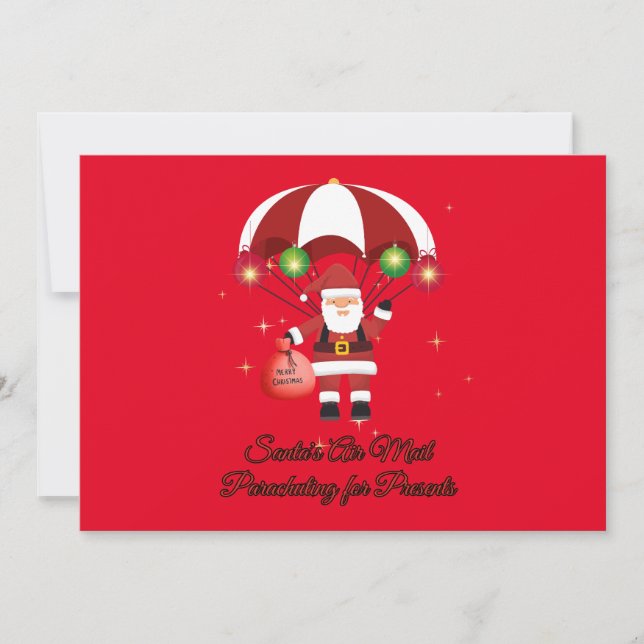 Tarjeta Festiva Skydiving Santa Parachute Air Mail (Anverso)