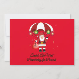 Tarjeta Festiva Skydiving Santa Parachute Air Mail