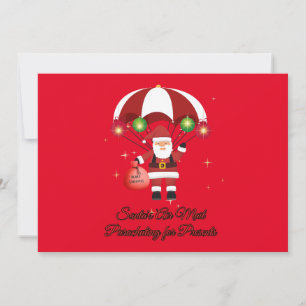Tarjeta Festiva Skydiving Santa Parachute Air Mail