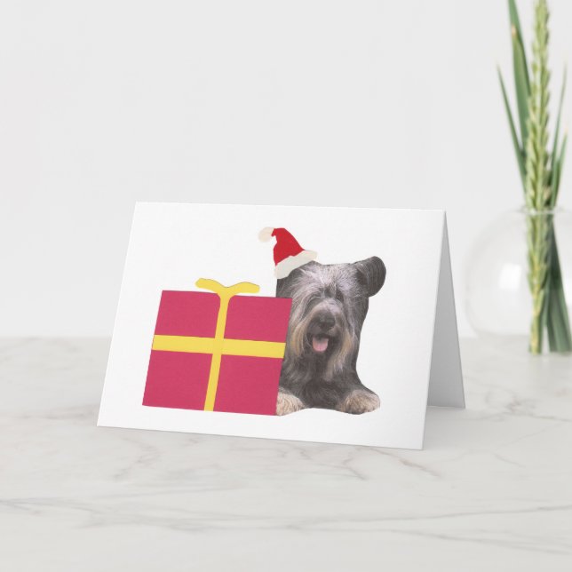 Tarjeta Festiva Skye Terrier Santa Hat (Anverso)