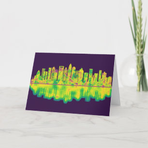 Tarjeta Festiva Skyline de Charlotte Carolina del Norte