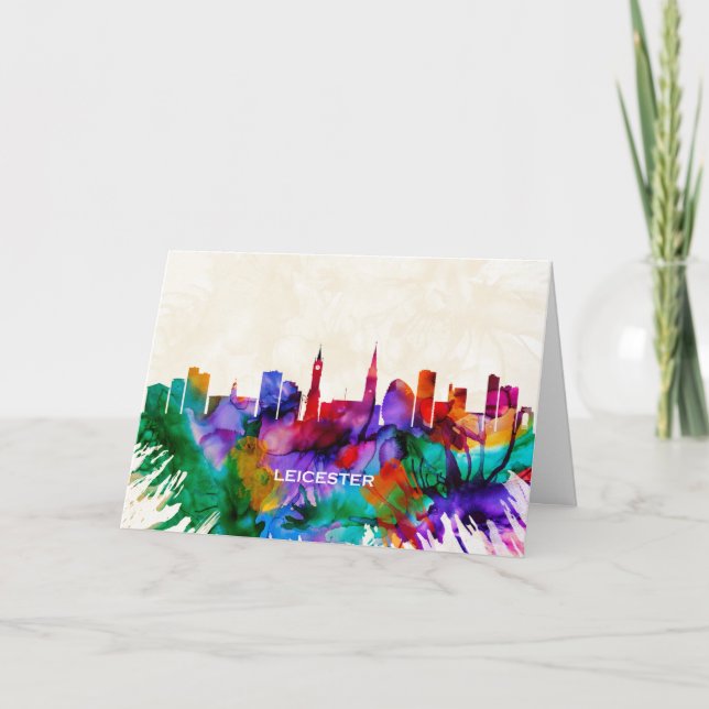 Tarjeta Festiva Skyline de Leicester (Anverso)