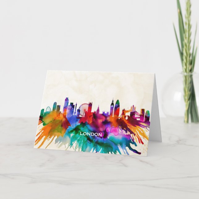 Tarjeta Festiva Skyline de Londres (Anverso)