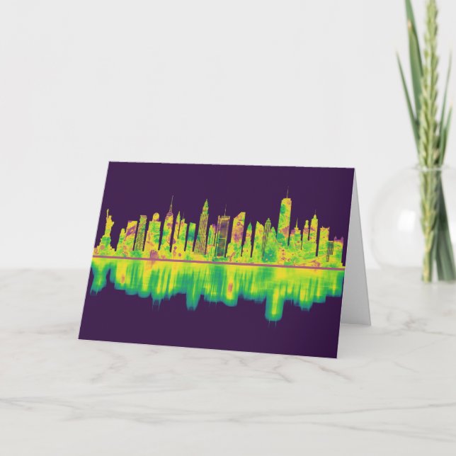 Tarjeta Festiva Skyline de Nueva York (Anverso)