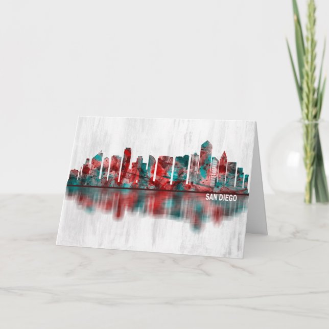 Tarjeta Festiva Skyline de San Diego (Anverso)
