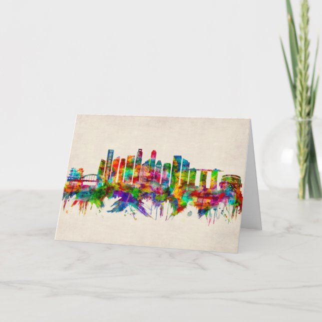 Tarjeta Festiva Skyline de Singapur (Anverso)
