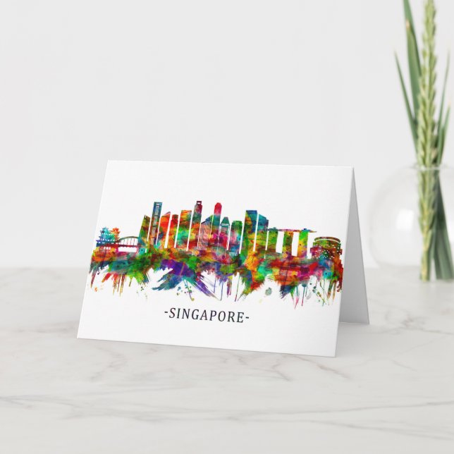 Tarjeta Festiva Skyline de Singapur (Anverso)