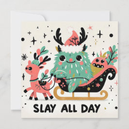 Tarjeta Festiva Slay todo el día Santa sleigh