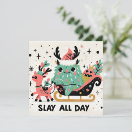 Tarjeta Festiva Slay todo el día Santa sleigh