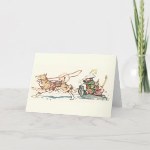Tarjeta Festiva Sled Dog Pulling Sleigh