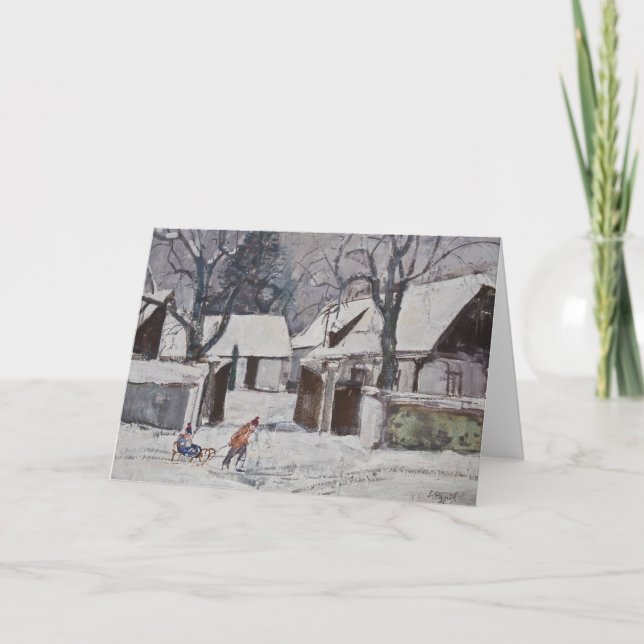 Tarjeta Festiva Sledding Stanislav Stanek (Anverso)