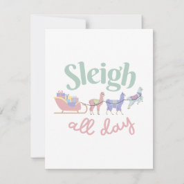 Tarjeta Festiva Sleigh All Day | Llamas de color dulce