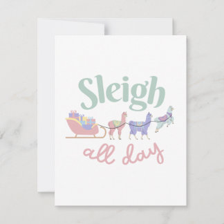 Tarjeta Festiva Sleigh All Day | Llamas de color dulce