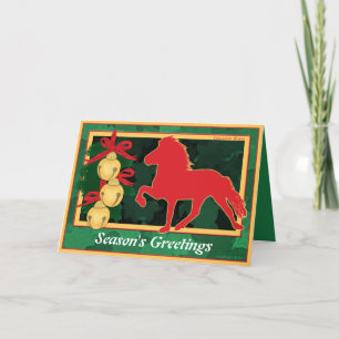 Tarjeta Festiva Sleigh Bells Navidades islandeses de caballos
