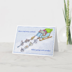 Tarjeta Festiva Sleigh Cats