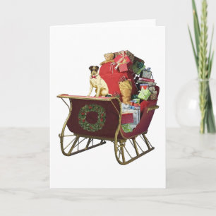 TARJETA FESTIVA SLEIGH CON JACK RUSSELL