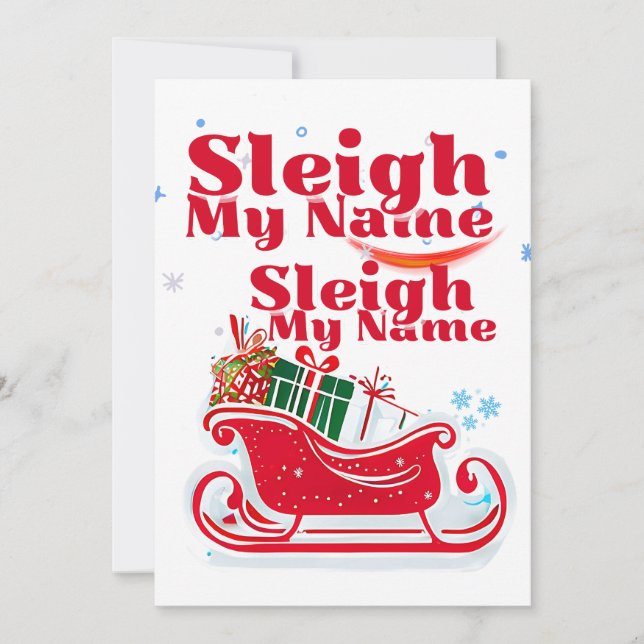 Tarjeta Festiva Sleigh My Name, diseño de vacaciones, Navidades hu (Anverso)