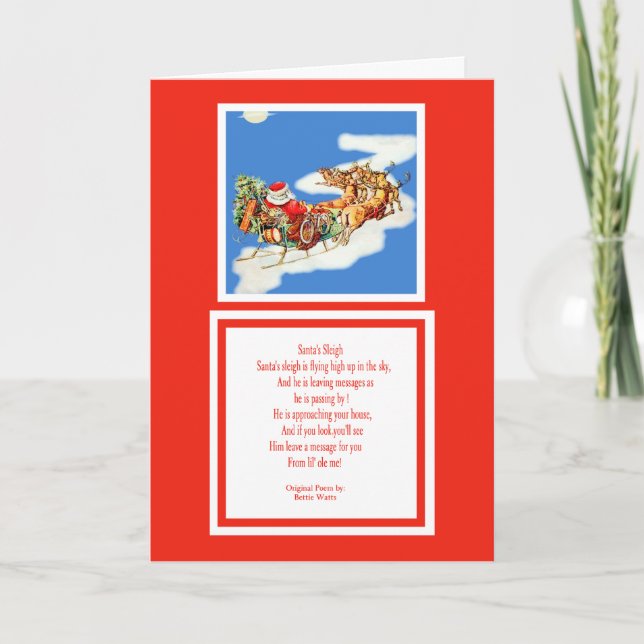 Tarjeta Festiva Sleign de Santa (Anverso)