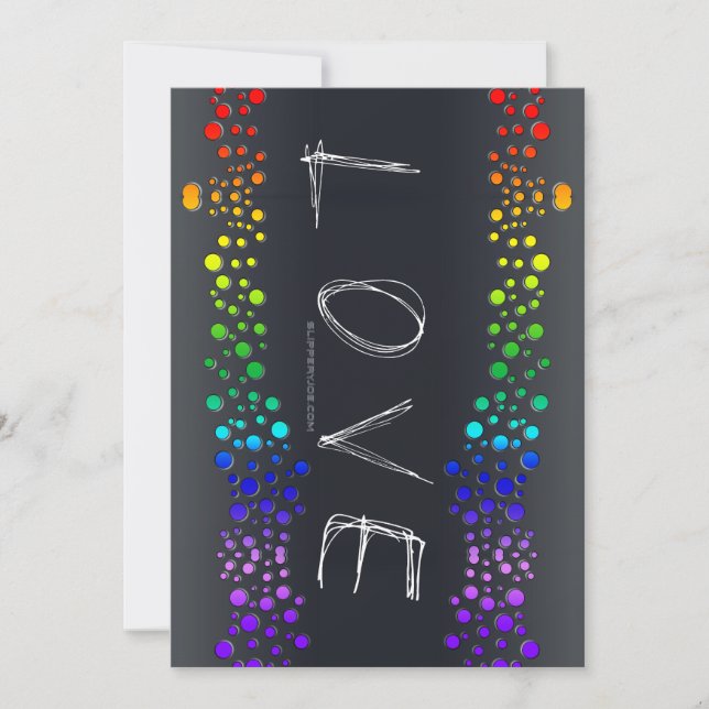 Tarjeta Festiva SlipperyJoe amor burbujas rojo naranja verde amari (Anverso)