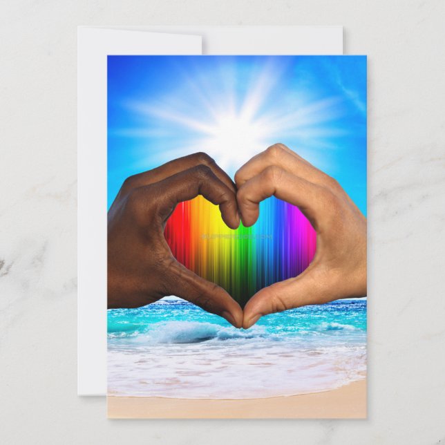 Tarjeta Festiva SlipperyJoe gradiente de corazón de arcoíris vívid (Anverso)
