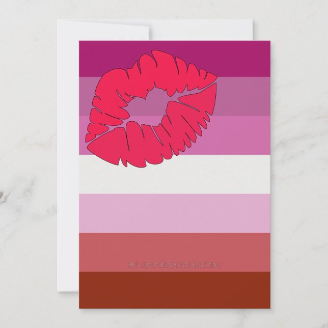 Tarjeta Festiva SlipperyJoe lipstick bandera de orgullo lesbiana f (Anverso)