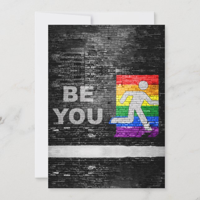 Tarjeta Festiva SlipperyJoe's Be You negro ladrillo pared de peato (Anverso)