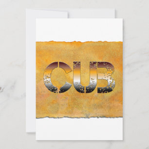 Tarjeta Festiva SlipperyJoe's cub bear words gold brown tan white