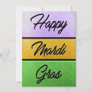Tarjeta Festiva SlipperyJoe's Happy Mardi Gras morado de oro verde