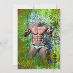 Tarjeta Festiva SlipperyJoe's hombre adulto muy musculoso sin cami