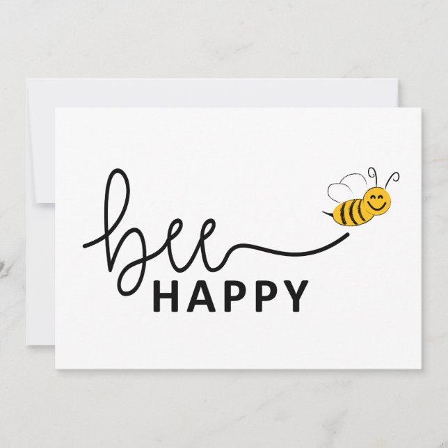 Tarjeta Festiva Slogan bee happy, maak je geen zorgen. Wees blij. (Anverso)