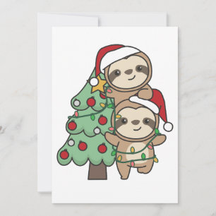 Tarjeta Festiva Sloth Christmas Tree Navidades Animales Sloths