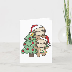 Tarjeta Festiva Sloth Christmas Tree Navidades Animales Sloths