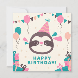 Tarjeta Festiva Sloth Happy Birthday