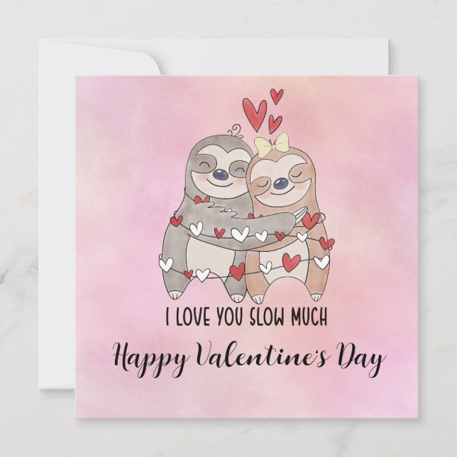 Tarjeta Festiva Sloth in  Yoga Class on Valentine's Day  (Anverso)