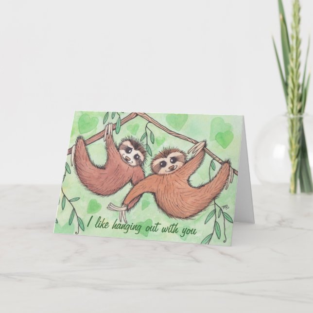 Tarjeta Festiva Sloth Love Valentine (Anverso)