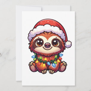 Tarjeta Festiva Sloth Merry Christmas Winter Animals