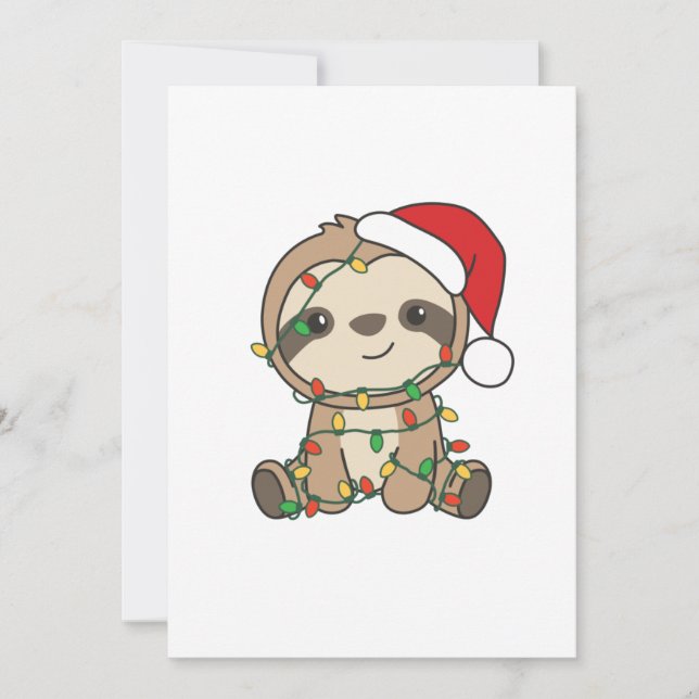 Tarjeta Festiva Sloth Navidades Winter Animals Sloths (Anverso)