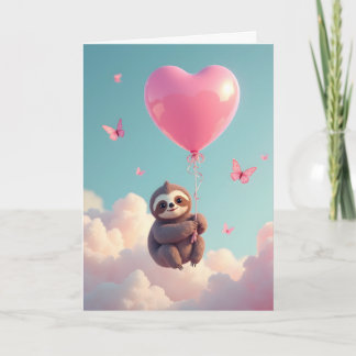 Tarjeta Festiva Sloth Valentine Folded Holiday Card