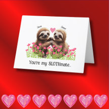 Slothmate de San Valentín personalizado rosa rojo