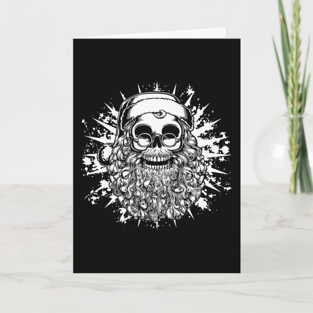 Tarjeta Festiva Smilin' Santa Skull (Anverso)
