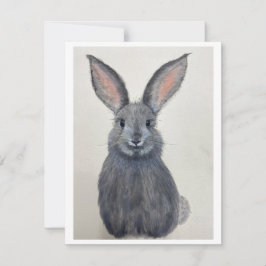 Tarjeta Festiva Smiling Grey Bunny Notecard - Original Artwork