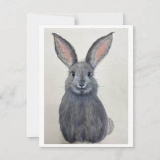 Tarjeta Festiva Smiling Grey Bunny Notecard - Original Artwork