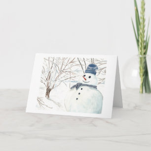 Tarjeta Festiva Smily Snowman from Reno Watercolor