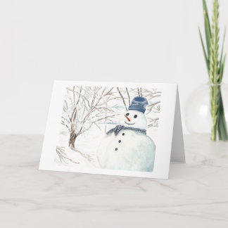 Tarjeta Festiva Smily Snowman from Reno Watercolor