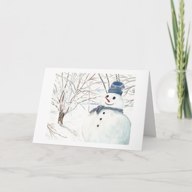 Tarjeta Festiva Smily Snowman from Reno Watercolor (Anverso)