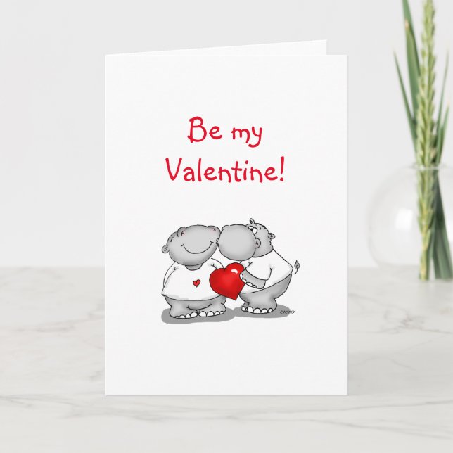 Tarjeta Festiva Smooch - El día de San Valentín del beso de Hippo (Anverso)