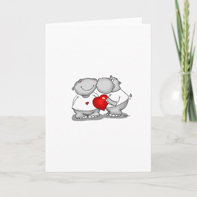 Tarjeta Festiva Smooch - El día de San Valentín del beso de Hippo (Anverso)